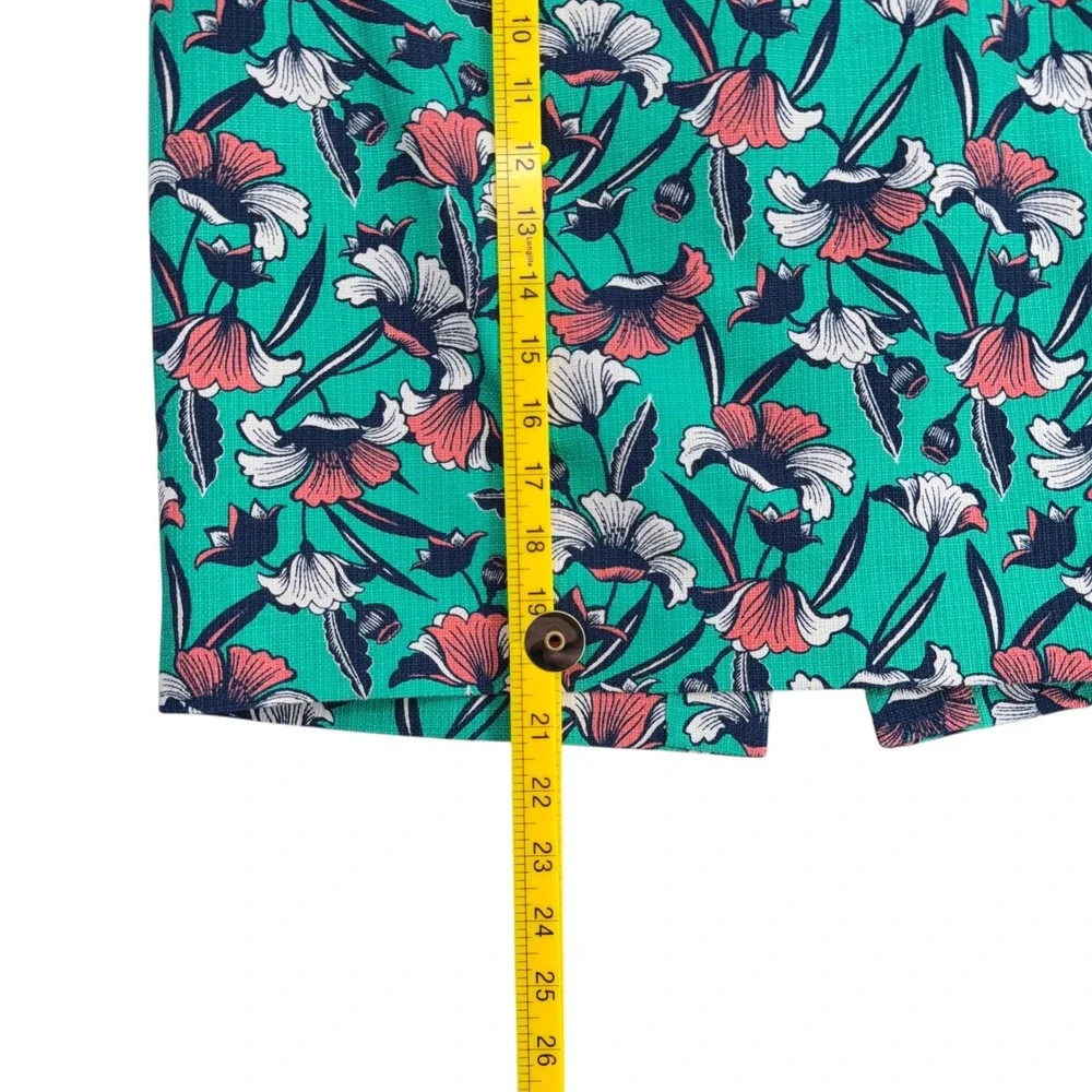 J. Crew‎ Floral Print Pencil Skirt Women's Size 0 Career Office Green